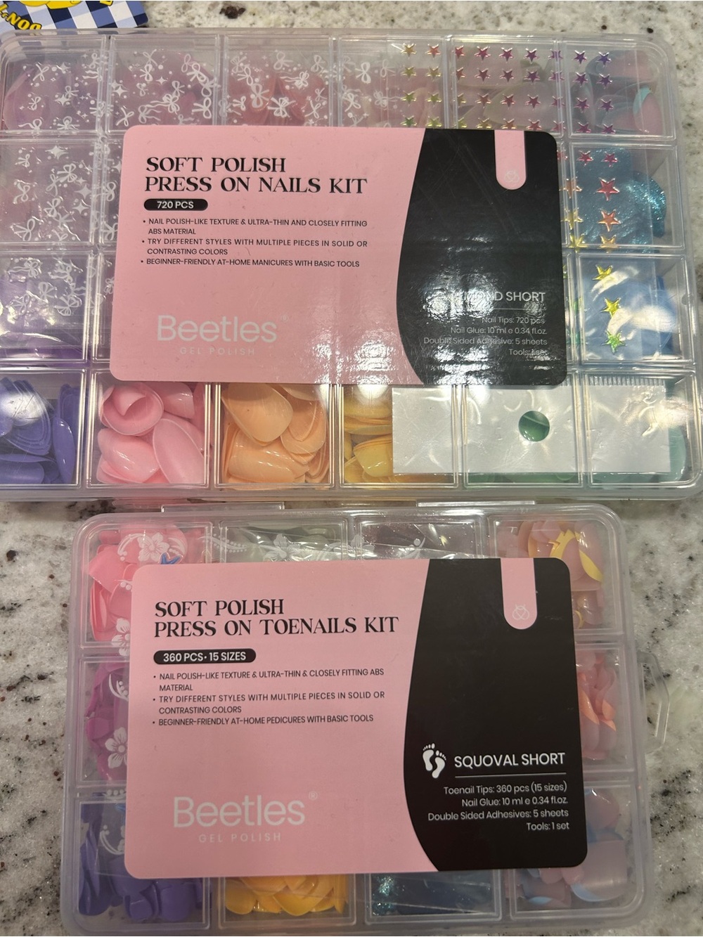 Beetles Soft Polish Press-On Nails & Toenails Kit - Pastel Multicolor